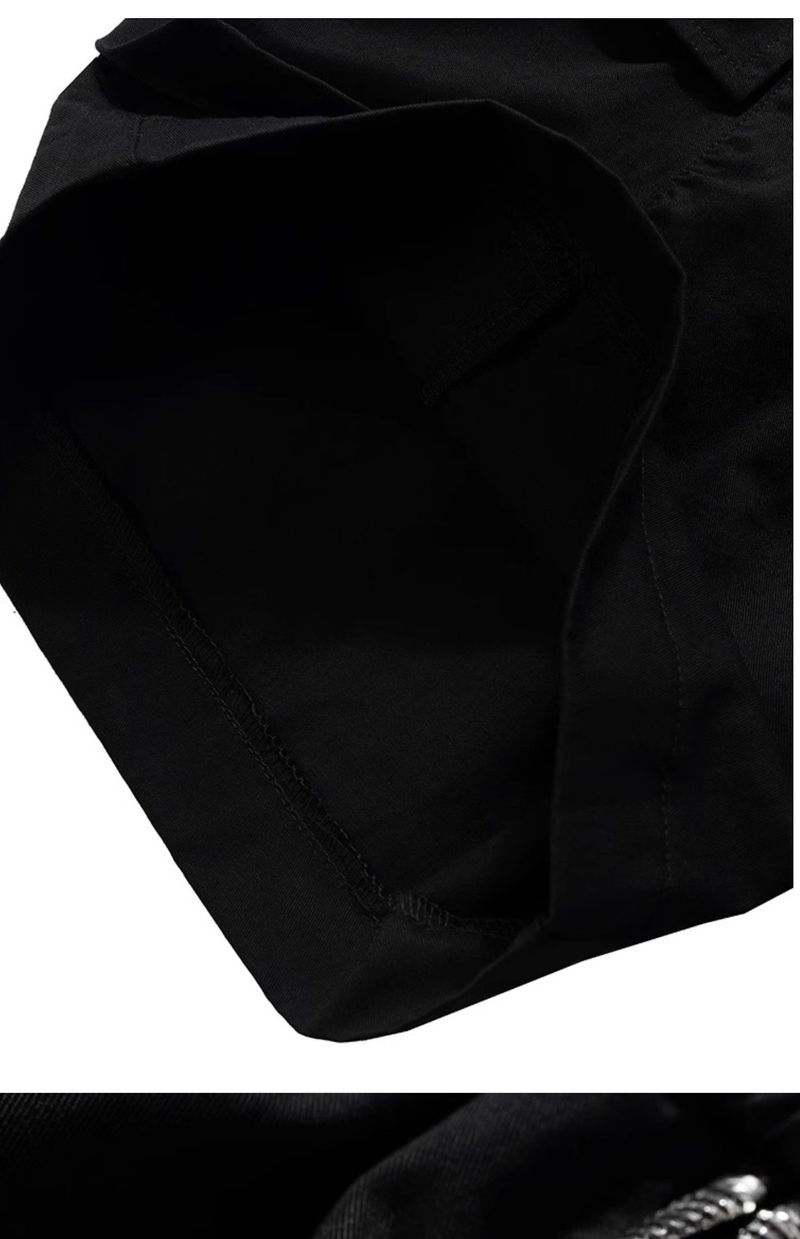 Dark Aesthetic Cargo Shorts For Men – High Waist, Side Pocket Utility Pants (Streetwear, Loose Fit, Drawstring, Gothic Style, M-XXXL)_voghion.com