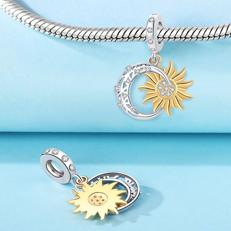 Kadın Takıları Yıldız Ay ve Güneş Charm Kolye Moda Boncuklu Takı Kendin Yap Kolye Bilezik Aksesuarları Kadın Bakır Gümüş_voghion.com