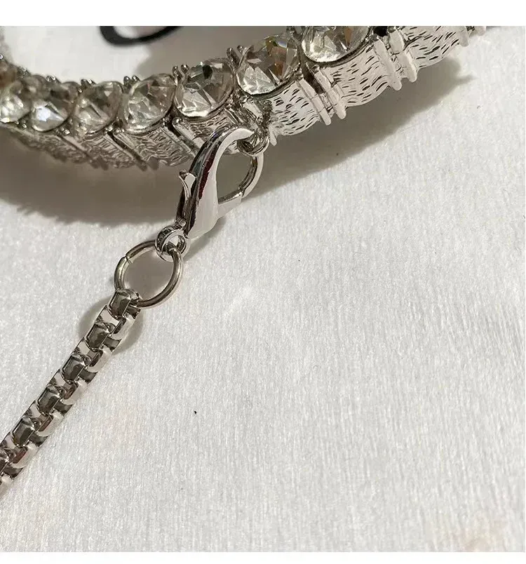 Borsa a tracolla da donna con manico circolare in metallo e mini borsa a mano con brillantini e strass, da sera, per feste di nozze_voghion.com