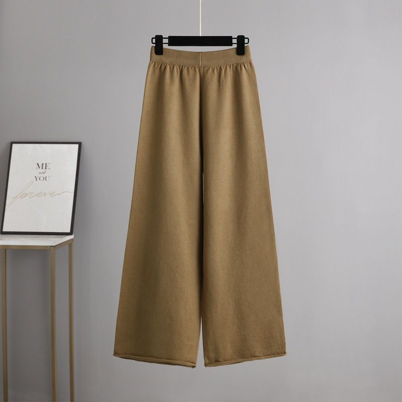 Pantaloni larghi lavorati a maglia da donna Set pantaloni casual maglione moda Temperamento due pezzi_voghion.com