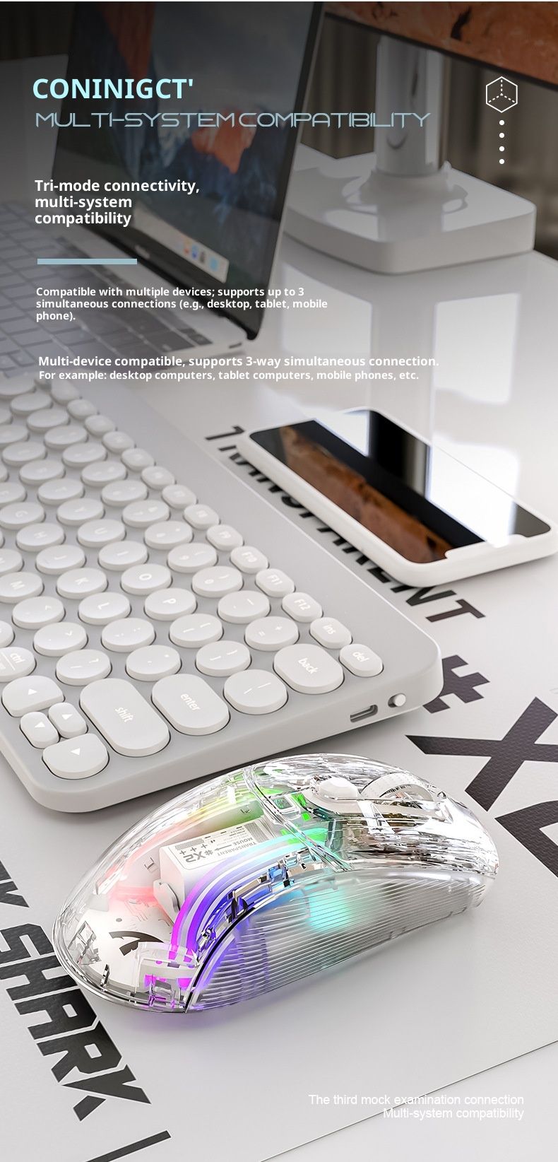 Digitex Digitex Attack Shark X2RGB Luminous Wireless Bluetooth Three-Mode Transparent Gaming Esports Mouse_voghion.com