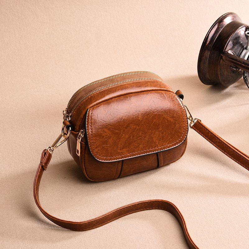 Borsa a tracolla rotonda a tre strati, piccola, nuova, alla moda e versatile, da donna, in morbida pelle._voghion.com