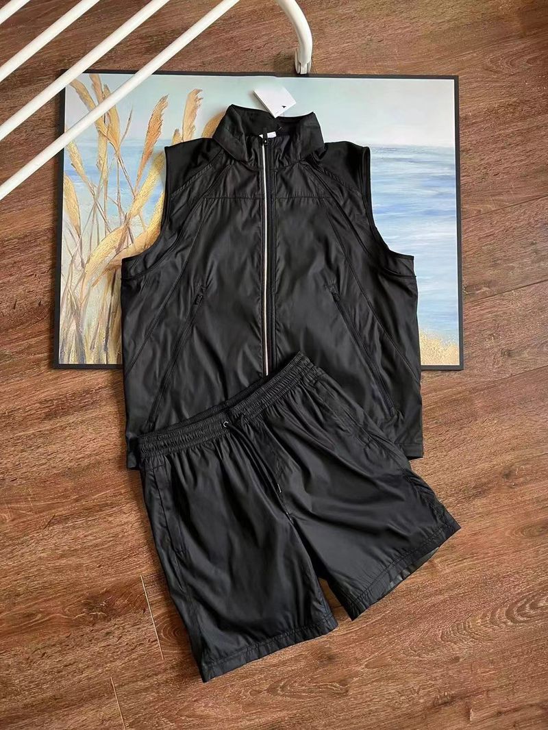 Roupas masculinas dois usam colete jaqueta casaco calças compridas shorts removíveis conjunto_voghion.com