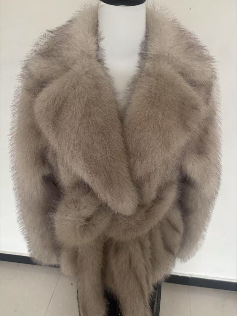 "Damen Kunstfuchspelzjacke – Locker sitzender Wintermantel, kurzer Anzugkragen, umweltfreundlich, S-XL"_voghion.com