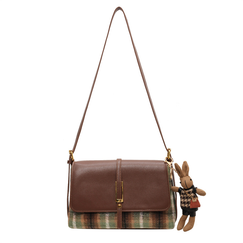 Årets populære lille veske for kvinner høst og vinter allsidig 2023 ny retro én-skulder crossbody-veske for kvinner teksturert liten firkantet veske_voghion.com