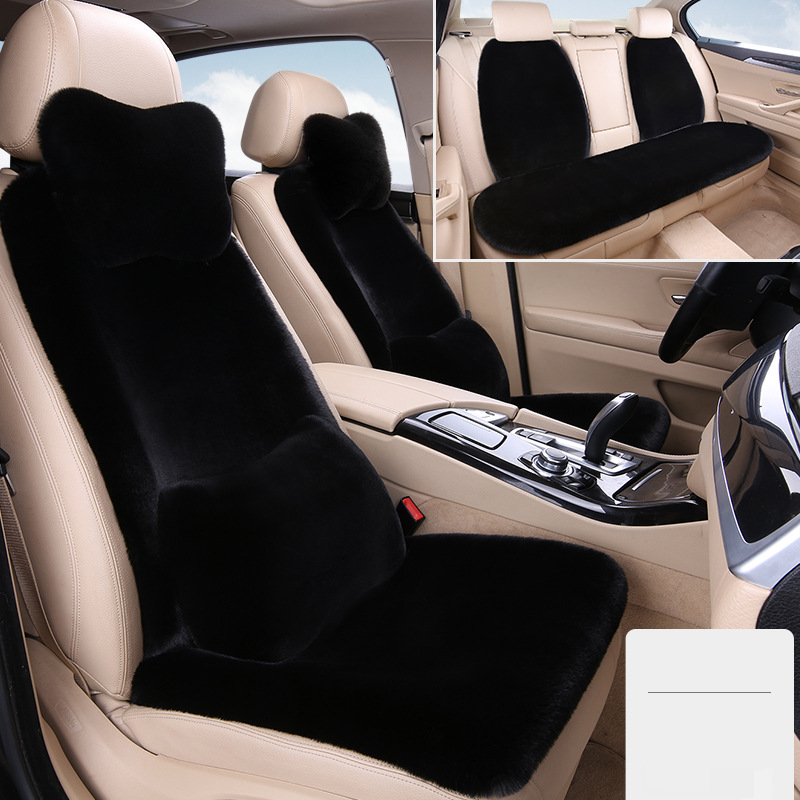 Bilsædehynde vinterplys syv dele sæt Ingen binding ryglæn varmt sædebetræk Kaninpels varm enkeltsæde firkantet hynde_voghion.com