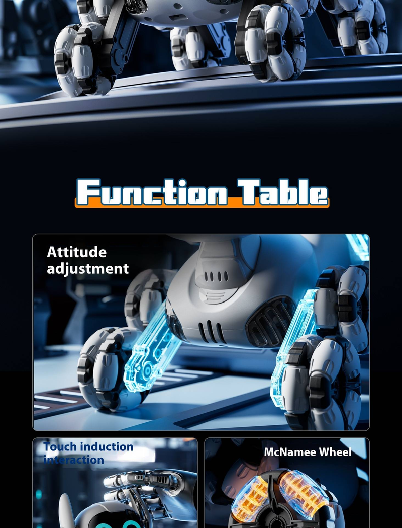 Mechanischer Stunt-Hund mit acht Rädern, ferngesteuertes Spielzeug, Gestenerkennung, Kletterdeformation, elektrischer intelligenter Roboterhund für Kinder_voghion.com