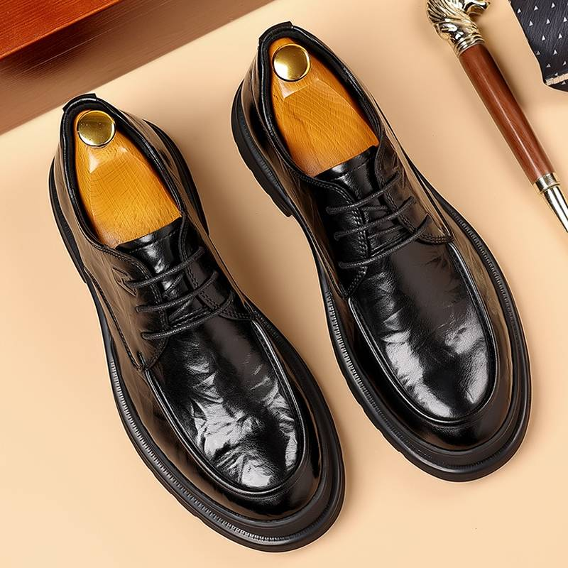 Modische Herrenschuhe im britischen Stil, schwarz, für formelle Anlässe, Derby-Schuhe aus Leder mit Schnürung, britisches braunes Bankettkleid, Hochzeitsschuhe_voghion.com
