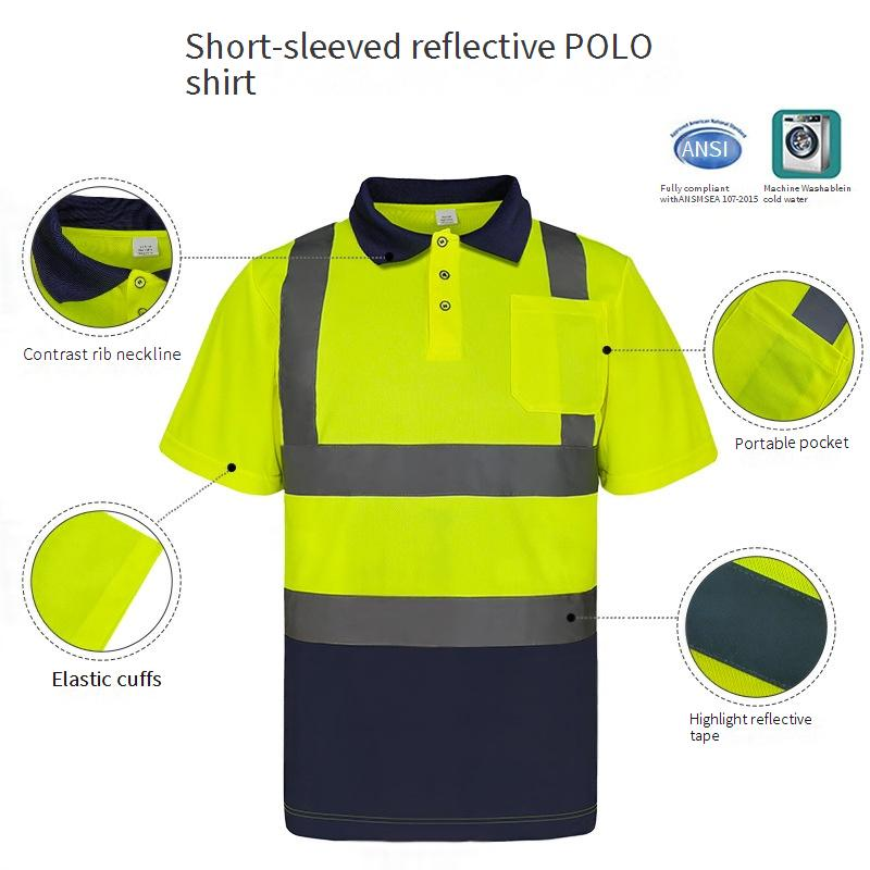 Herrkläder Hetsäljande reflekterande T-shirt med punkttryck, teknik, konstruktion, nattljus, hög ljusstyrka, andningsbar pikétröja, herr, sommar_voghion.com