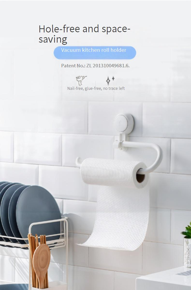 Kitchen Paper Towel Holder - No Drill Wall Mount For Paper Rolls, Plastic Wrap & Cloth Storage_voghion.com
