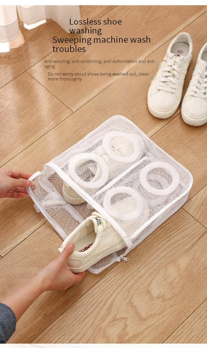 Washing Machine Shoe Bag - Shape Protection Laundry Organizer With Hanging Hook & Breathable Mesh For Sneakers & Shoes_voghion.com