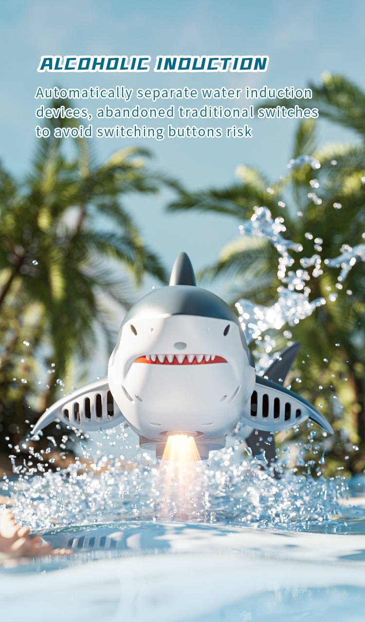 Summer Kids' Remote-Controlled Bionic Electric Megalodon Toy: Water-Spraying, Camera-Equipped, Rechargeable With Swinging Tail_voghion.com