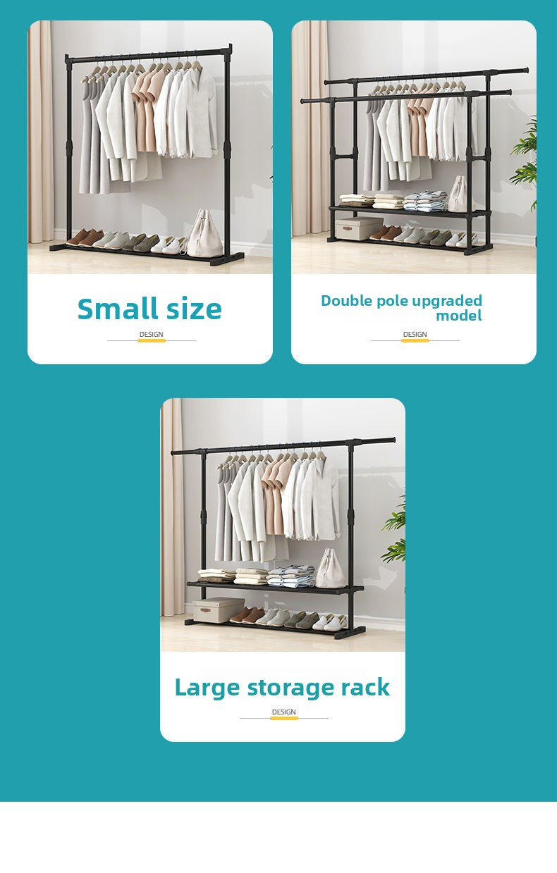 Stendibiancheria indipendente a doppia asta – Organizzatore per indumenti da interno regolabile in altezza, moderno appendiabiti salvaspazio per camera da letto e dormitorio_voghion.com
