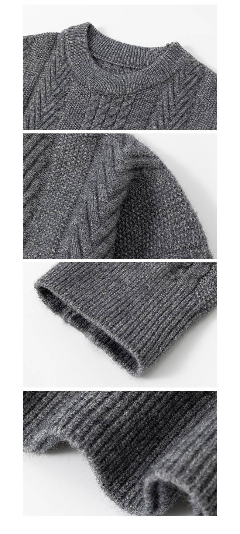 Unisex Cable-Knit Sweater – Oversized Nordic-Inspired Geometric Pullover (M-3XL, 3 Minimalist Tones)_voghion.com