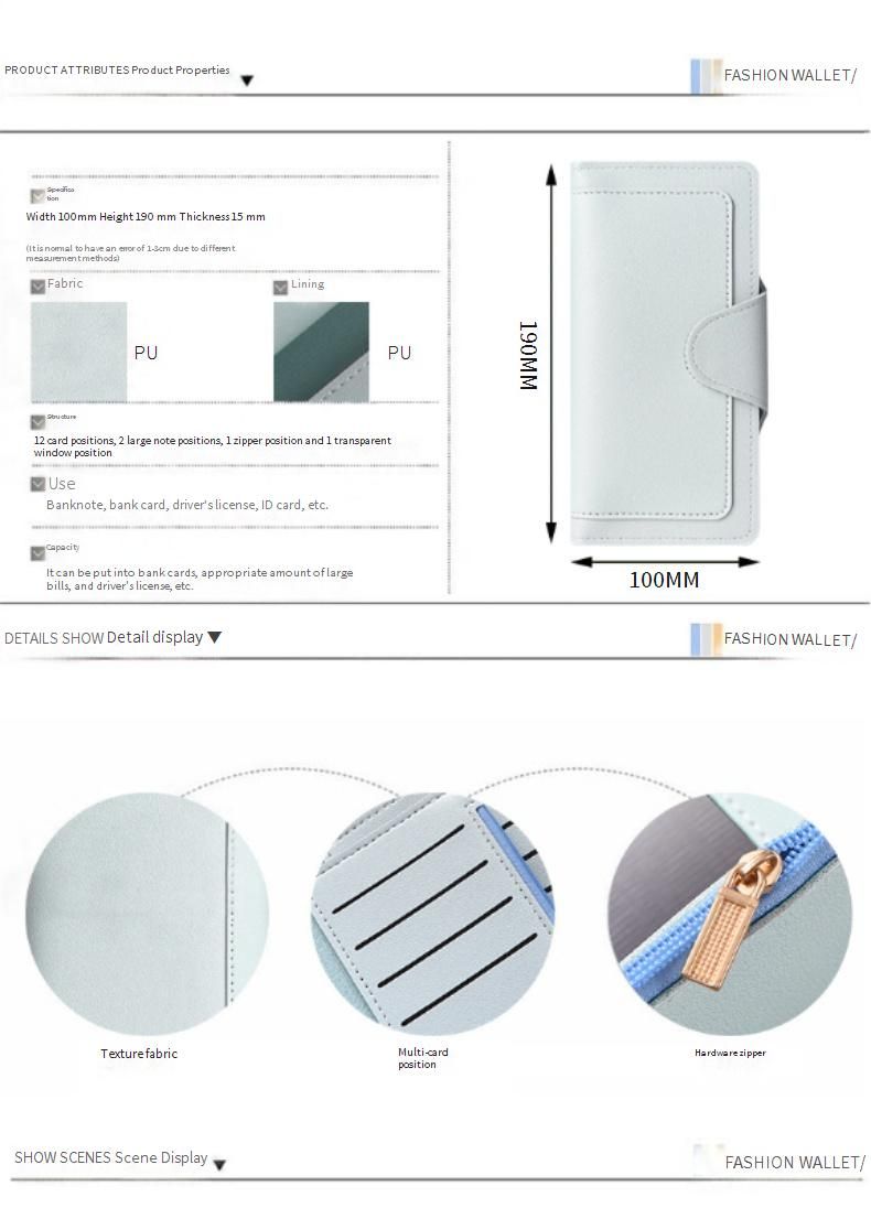 Portefeuille fin ENMEX pour femme avec plusieurs emplacements pour cartes et poche à monnaie – Organiseur de sac léger en PU pour vos essentiels du quotidien (noir, beige, rouge, bleu, violet)_voghion.com