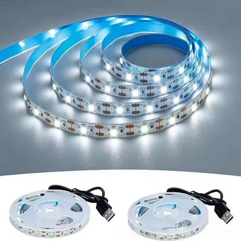 5-V-USB-LED-Lichtstreifen mit selbstklebender Rückseite, 2835 SMD für TV-Hintergrundbeleuchtung, Schlafzimmer- und Wohnzimmerdekoration, weißes/warmes Licht, für den Innenbereich_voghion.com