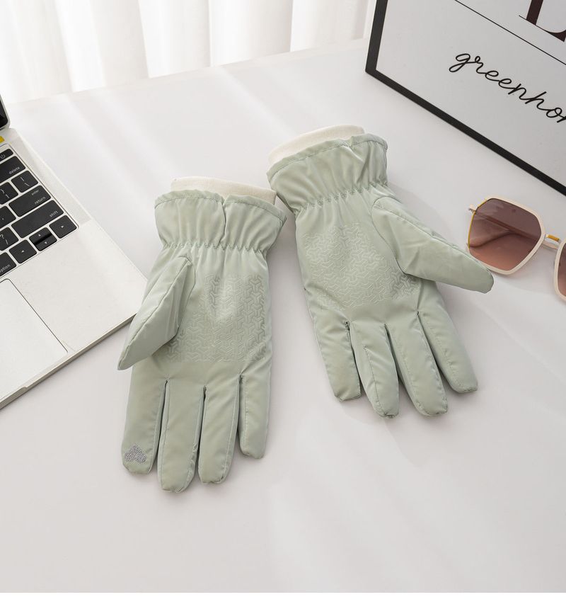 Luvas de ciclismo de lã grossa feminina com tela sensível ao toque e luvas de algodão quentes e impermeáveis para andar de bicicleta elétrica no inverno_voghion.com