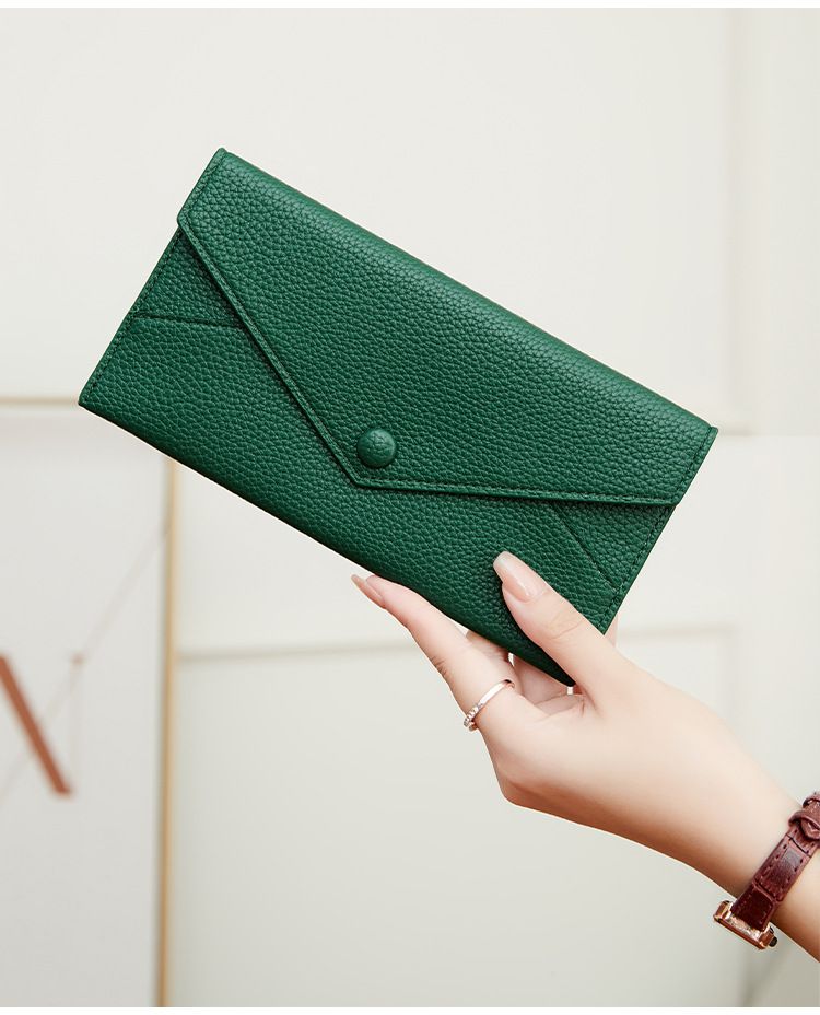 Damen- und Herren-Geldbörse, RFID-Schutz, Diebstahlschutz, Damen-Geldbörse, weiches Lychee-Leder, lange Umschlagtasche, ultradünne und einfache Clutch_voghion.com