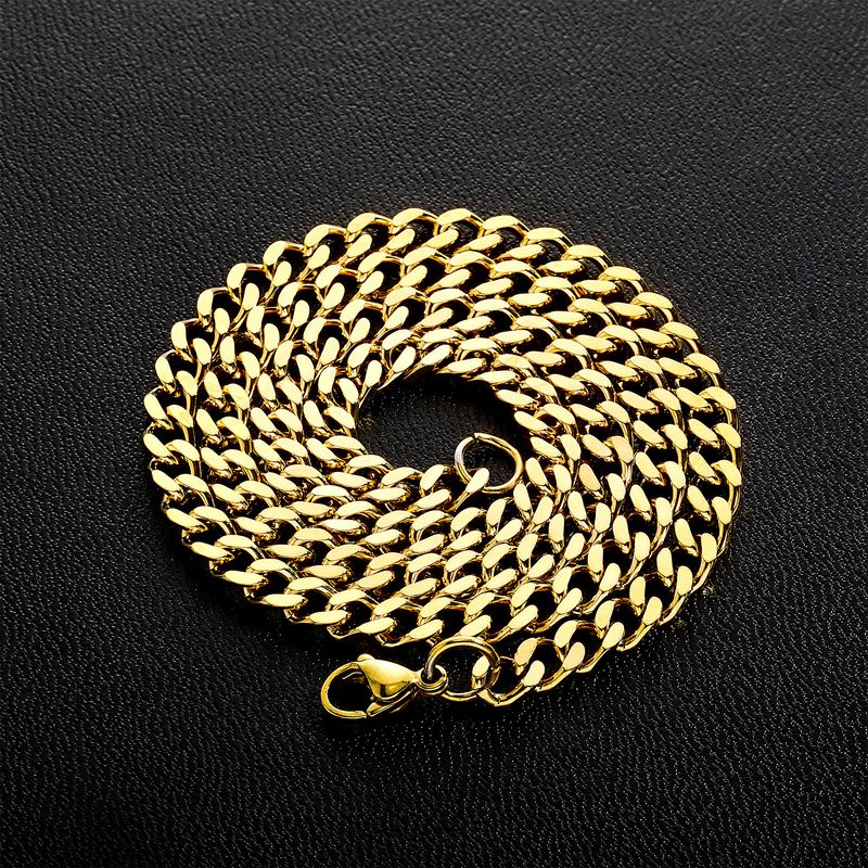 Collana da uomo Hop Hip con catena cubana esagonale in acciaio inossidabile lucido da 3-5 mm, galvanizzata e con mantenimento del colore._voghion.com