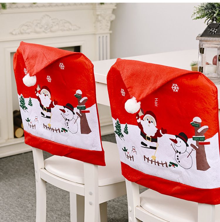Decorazione natalizia Haube Coprisedia creativo in tessuto non tessuto con pupazzo di neve per anziani Coprisedia stampato rosso Coprisgabello_voghion.com