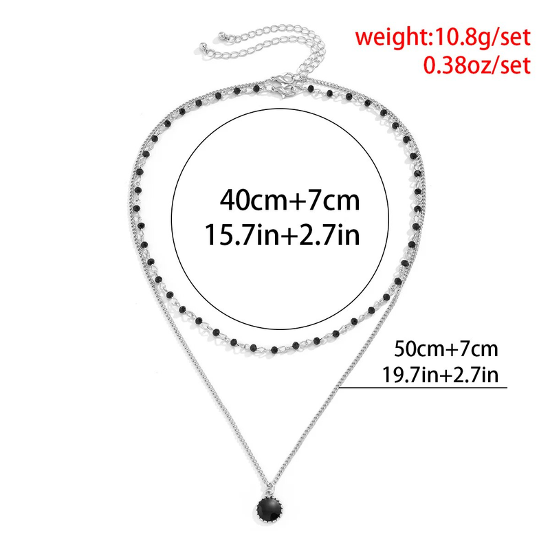 2025 Nouveautés Chaîne de petites perles superposées avec pendentif en forme de pièce noire Collier ras du cou séparable tendance pour hommes Accessoires de bijoux de mode 2024_voghion.com