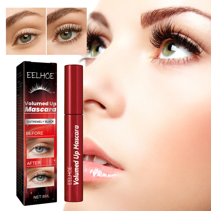 EELHOE mascara, fugtgivende øjenvipper, lange, krøllede, mørke, smukke, naturligt langtidsholdbare, ikke-udtværede mascara_voghion.com