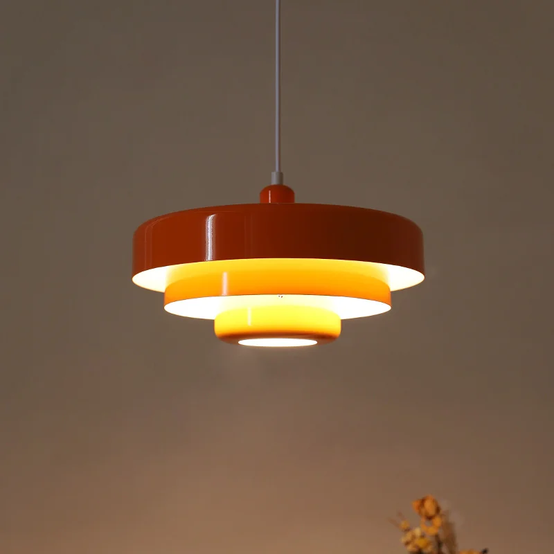 Lustre medieval dinamarquês multicolorido retrô laranja decoração luzes de teto restaurante estudo café mesa de café bar_voghion.com
