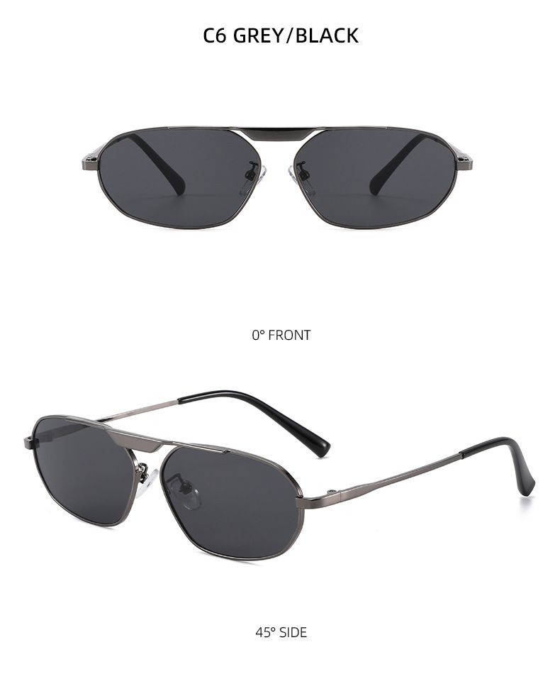 Metal Single Beam Large Frame Polygonal Sunglasses For Women Retro Simple European And American Ins Street Shooting Beach Sunshade Sunglasses Trend_voghion.com