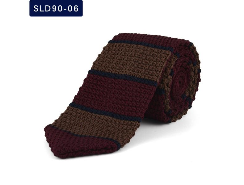 Cravatta a righe tinta unita in lana lavorata a maglia per uomo 2023, stile britannico, a forma di freccia appuntita, versione coreana, da 7 cm_voghion.com