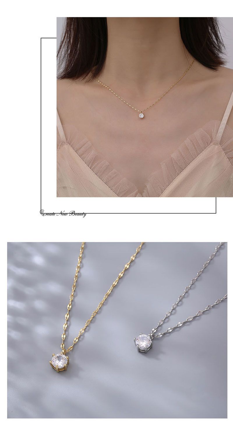 Moda Mizaç Parlayan Zirkonyum Moda Sterg Sier Choker Kolye Basit Zincir Zarif Düğün Kolye Kadınlar İçin Takı Hediyesi_voghion.com