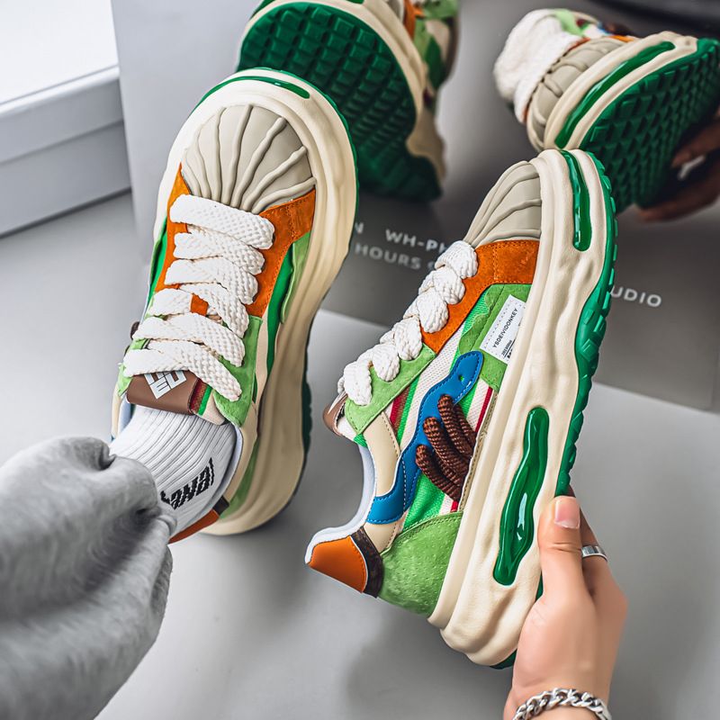 Shell 2025 Sommer Neue Dünne Herrenschuhe Trendy Color Block Dopamin Big Toe Casual Sneakers Dicke Sohle Höhe Erhöhen_voghion.com