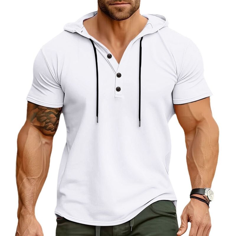 Unbeatable Quality Men's Fitness Short Sleeved T-shirt Summer Hooded Sports Top American Henry Shirt_voghion.com