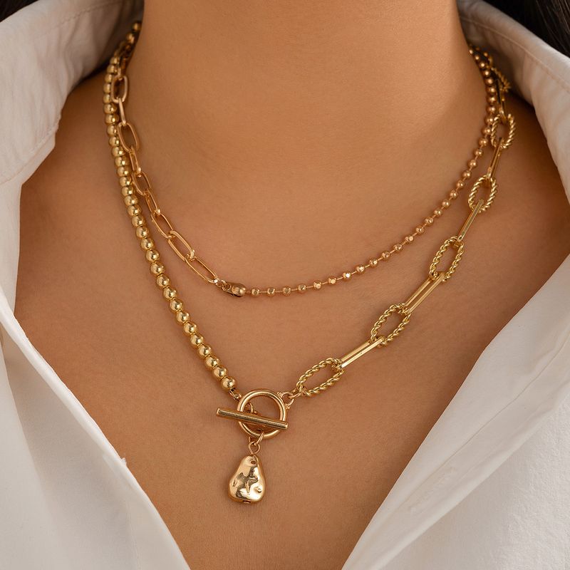 Schmuck Mode Lange Runde Perlenkette Layered Persönlichkeit Perle OT Schnalle Halskette_voghion.com