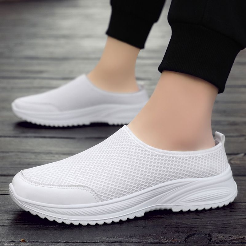Unschlagbare Qualitätsschuhe für Herren im Sommer, flache Halbschuhe, ein Fuß, faul, atmungsaktiv und geruchlos, einfarbiges Mesh_voghion.com