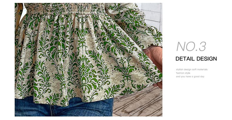 Shiyingin uusi elegantti syyspaita kiristysnyörillä, kapea istuvuus, pyöreä pääntie, pitkähihainen printtikuvioinen sifonkipaita_voghion.com