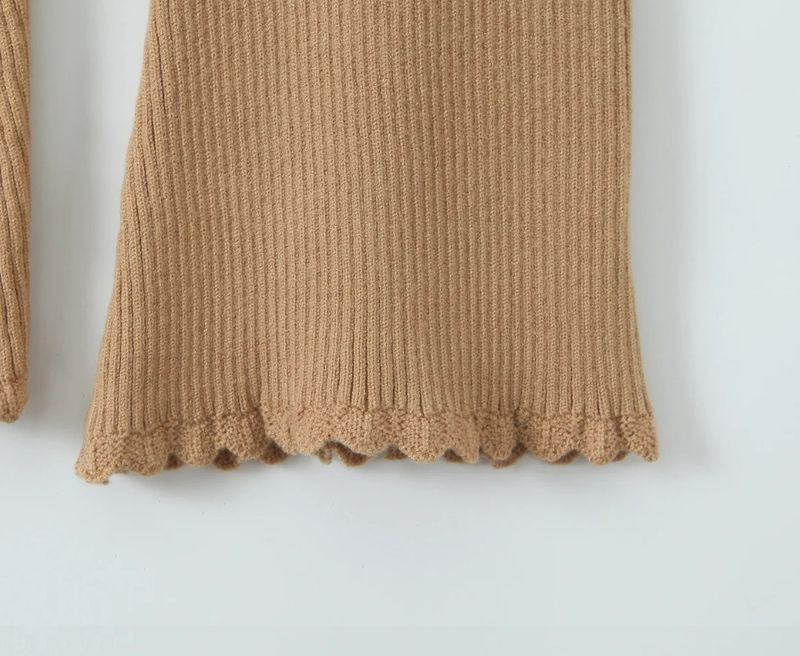 25 nuovi completi da donna primavera e autunno, stile Spicy Girl, con cardigan lavorato a maglia con lacci e volant + pantaloni svasati elasticizzati_voghion.com