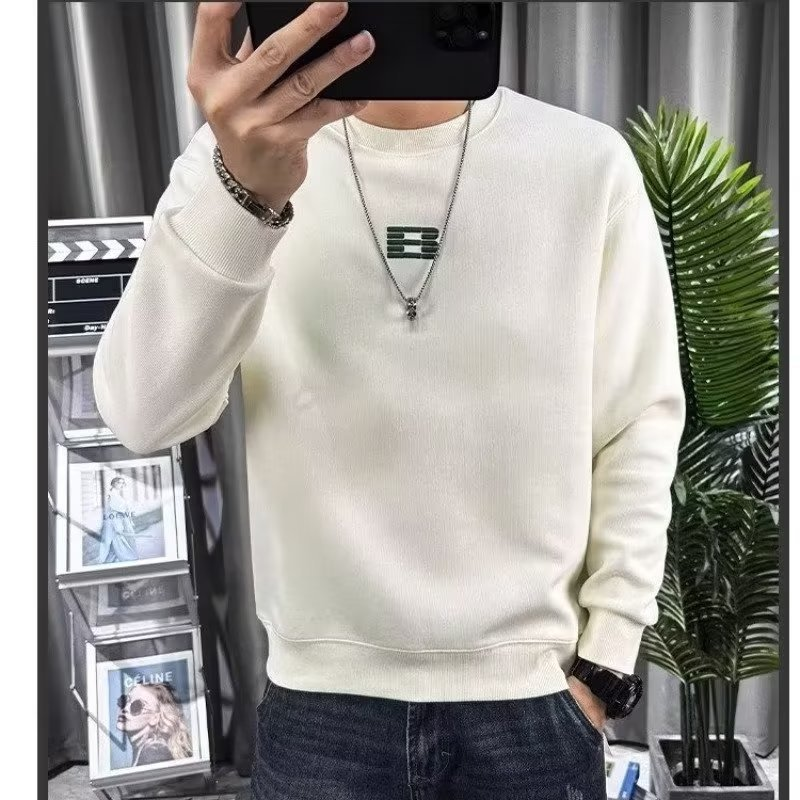 Pullover Herbst Mode Zeichen Zurück Brief Druck Langarm T-shirt Lose Beiläufige Rundhals Unterlage Hemd männer_voghion.com