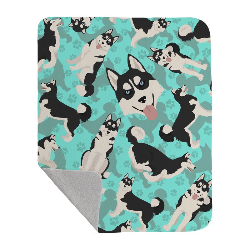 Siberian Husky Quilted Blanket 50x60 Artwork Pattern Quilted Throw Blanket for Bed, Couch, Sofa, Soft and Lightweight_voghion.com