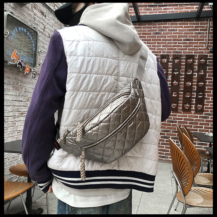 Winter New Women's Waist Bag Large Capacity Cotton Coat Crossbody Bag Fashion Waist Bag Diamond Embroidery Couple Chest Bag_voghion.com