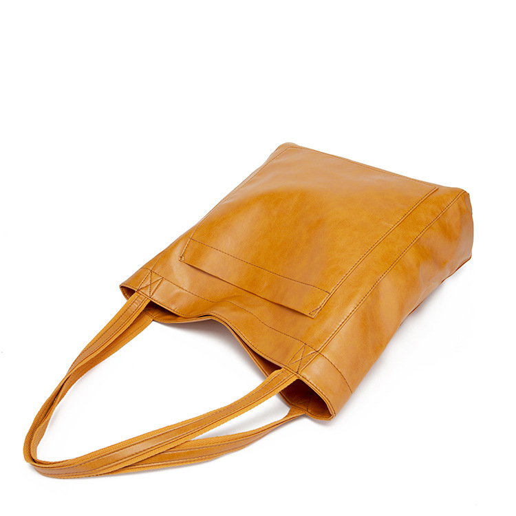 Retro oil wax leather simple all-in-one tote commuter women's bag shoulder bag_voghion.com