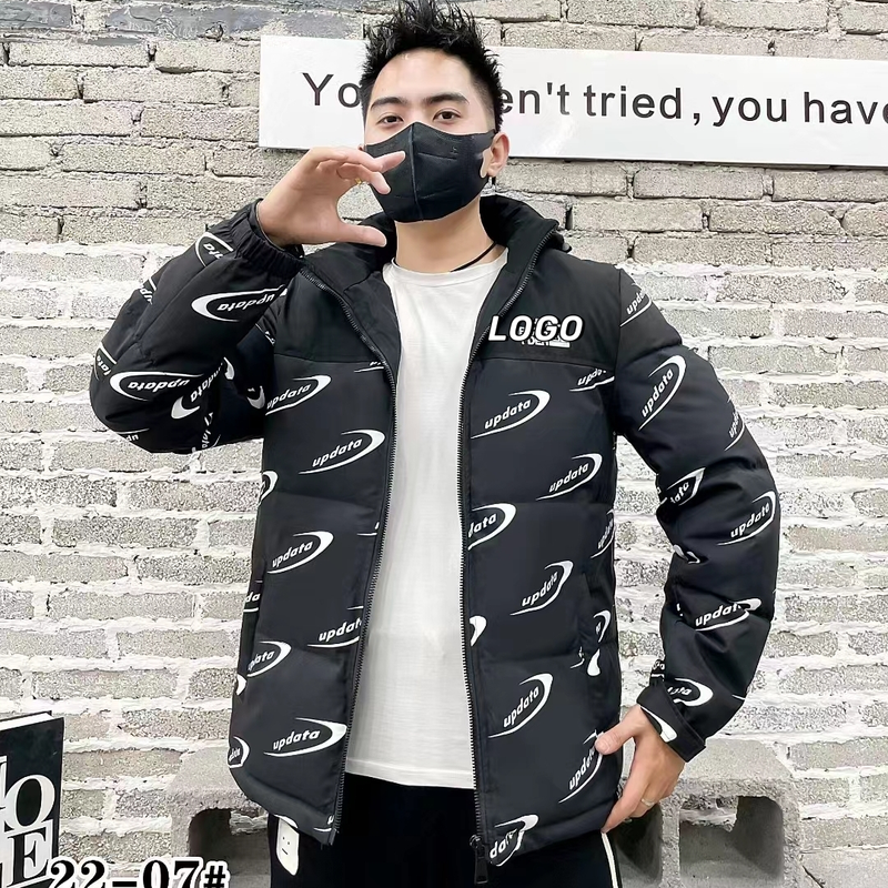 Large designers light luxury men's winter windproof thickened warm brand printing versatile stand-up collar down jacket hooded jacket_voghion.com