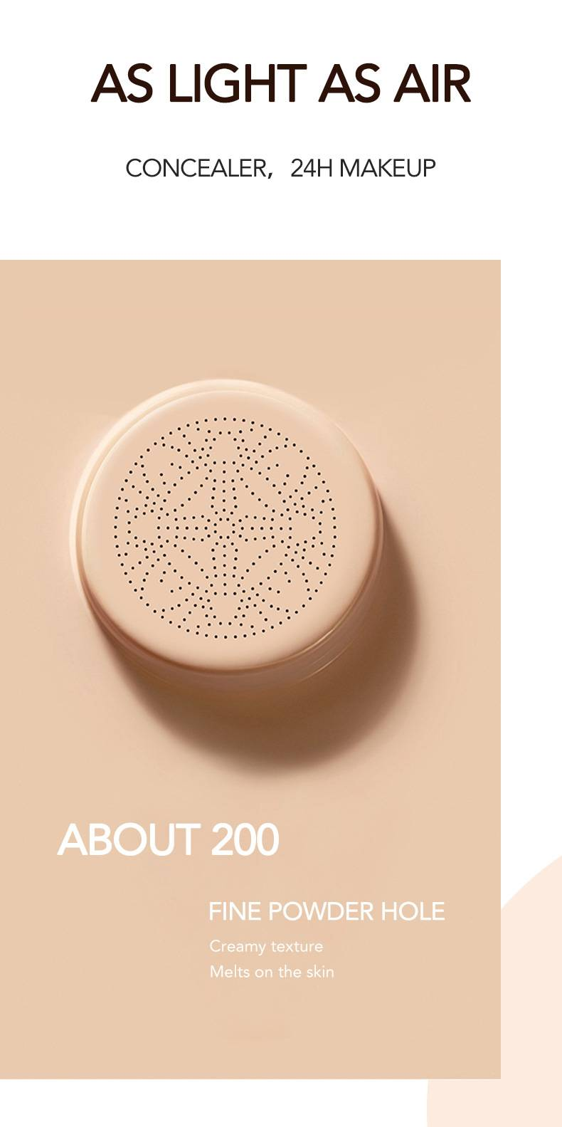 Air Cushion CC Cream Mushroom Head Foundation, Kosteuttava BB Cream Meikki Pitkäkestoinen Matta Peitevoide _voghion.com