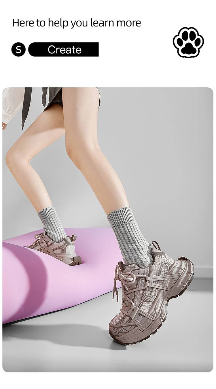 cameido Women's 2025 Spring Rhinestone Dad Shoes, Versatile Platform Thick - Soled Casual Athletic Shoes For Petite Women_voghion.com