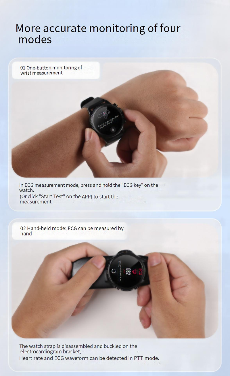 Smart Watches E400 Smart Watch ECG+PPG Niet-invasieve bloedsuikerspiegel Lichaamstemperatuur Bloedzuurstof Elektrocardiogram met 1,39 inch groot scherm_voghion.com