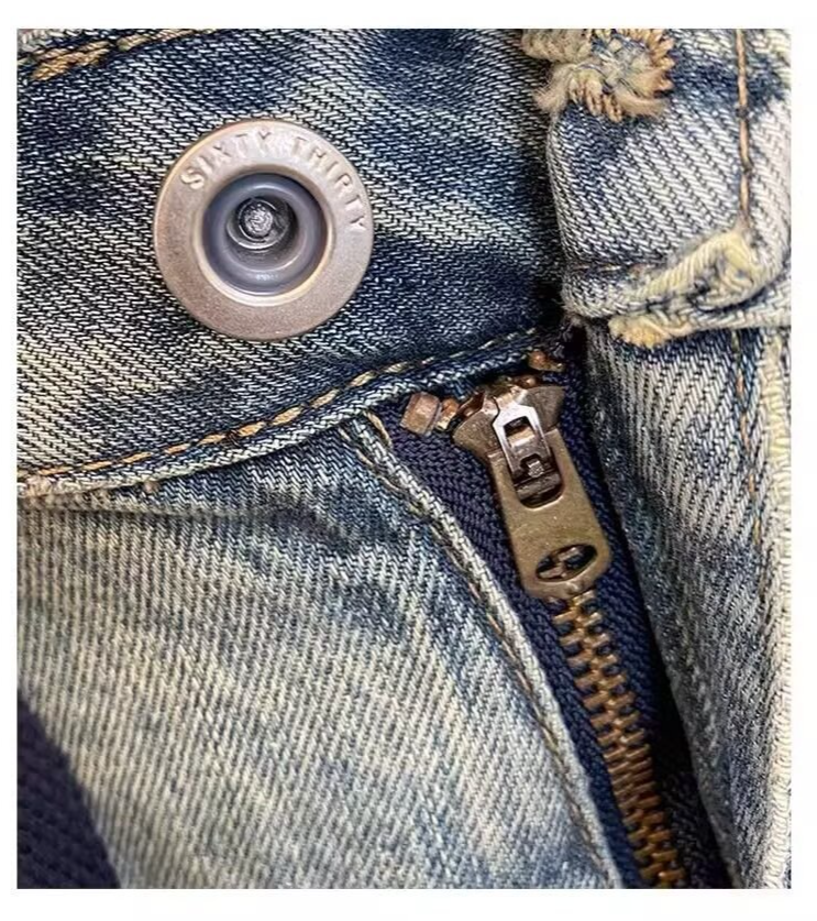 Men's Clothing Retro Washed Distressed Ripped Denim Shorts Men's Summer New Style Trendy Loose Straight Wide Leg Shorts_voghion.com