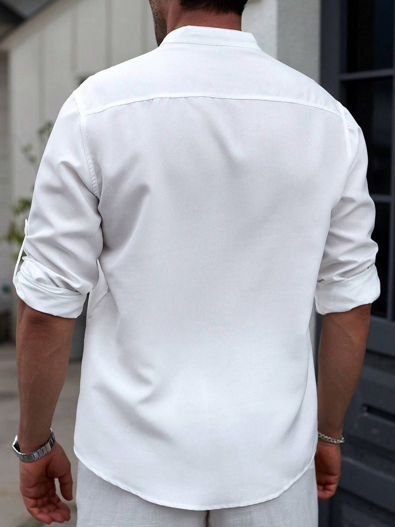 Men's New Style Stand Collar Button-Down Casual Shirt_voghion.com
