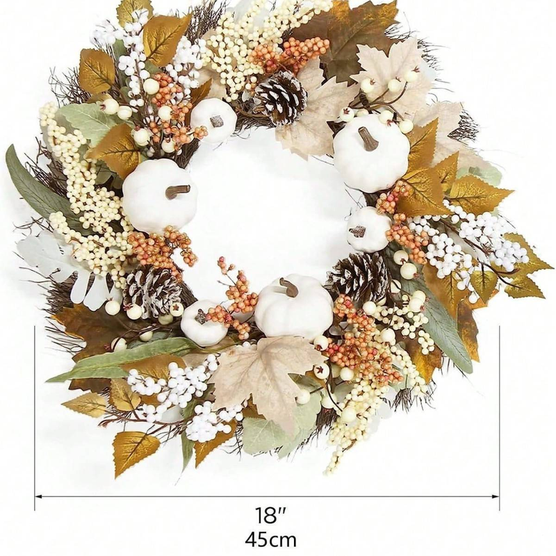 Feuilles d'érable en coton de Noël aux couleurs d'automne, pommes de pin, couronnes, guirlandes, feuilles d'érable blanches, décorations de citrouilles, tentures murales, ornements de porte_voghion.com