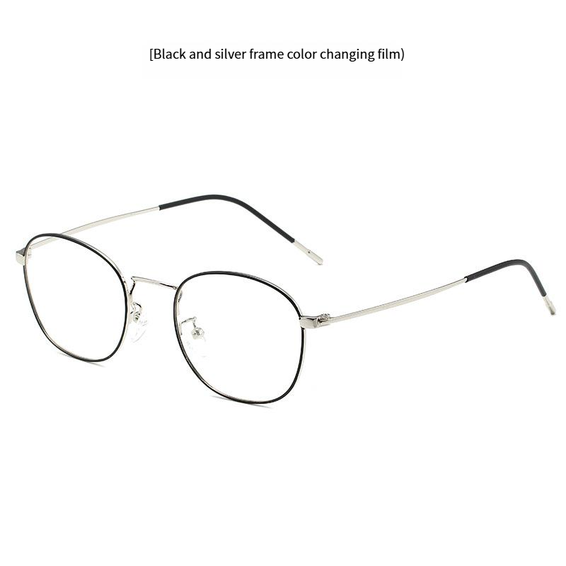 Men's Sunglasses Fashion Retro Metal Glasses Frame Women's Trendy Eyebrow Glasses Frame New Style Anti Blue Light Glasses Color Changing Flat Glasses_voghion.com
