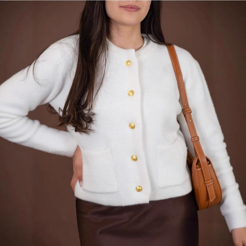 Women's Clothing Elegant Knit Cardigan Women's Fall Winter Fashion Loose Fit Chunky Knit Open Front Coat With Buttons_voghion.com