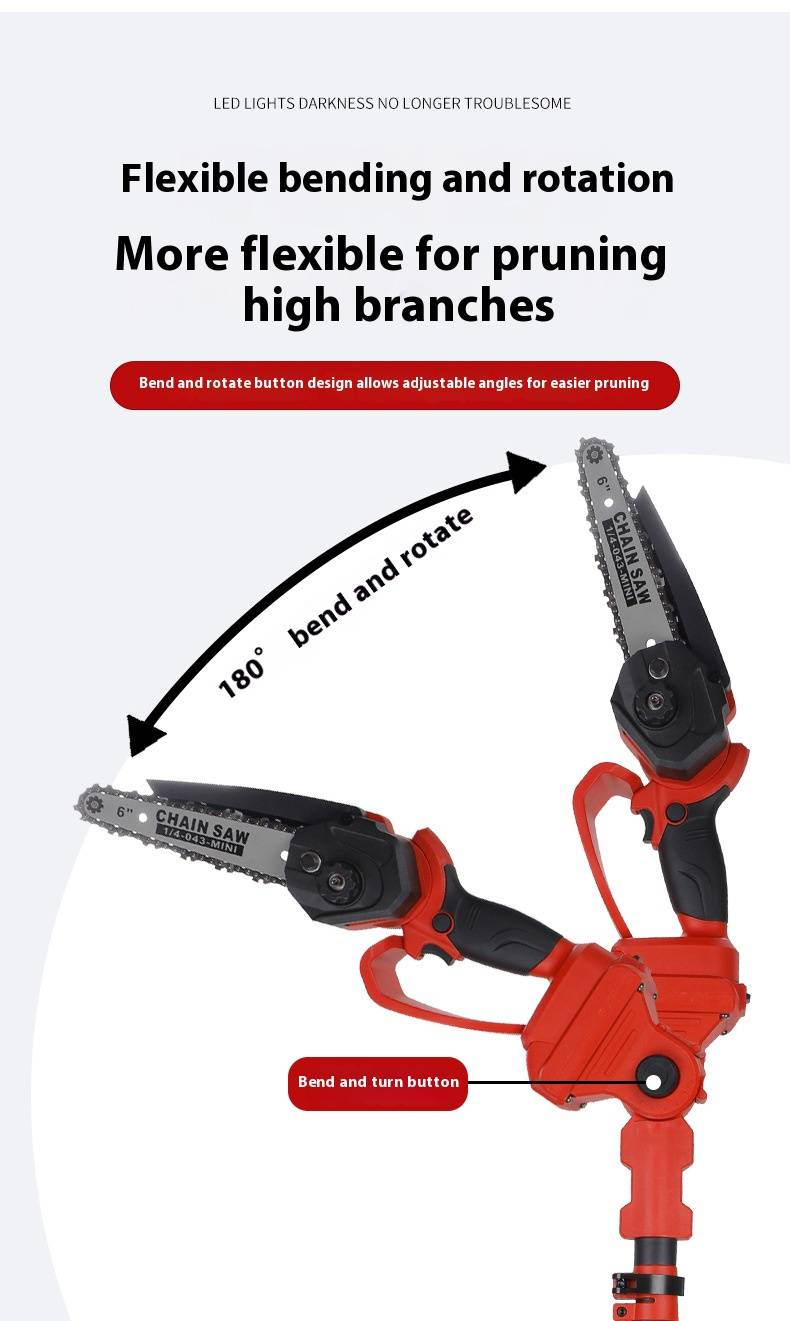 Cordless Telescopic Pole Pruner With Lithium Battery Long Reach Tree Trimmer For Garden, Hedge, Extendable Electric Chainsaw Pole Saw_voghion.com